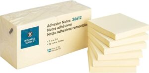 BUSINESS SOURCE - 36612 - Adhesive Notes - 12 Pads - 100 Sheets / Pad