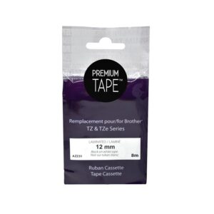 BROTHER - AZ231 - Black on White Tape - 12mm