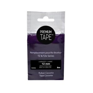 BROTHER - AZ335 - White on Black Tape - 12mm
