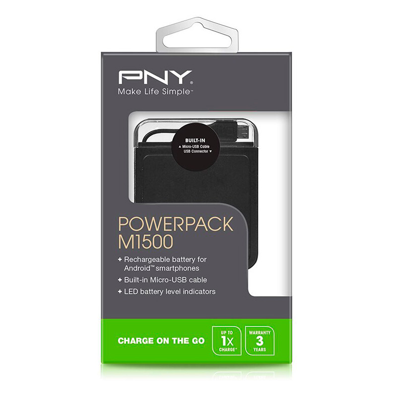 PNY M1500 mah micro cable power pack